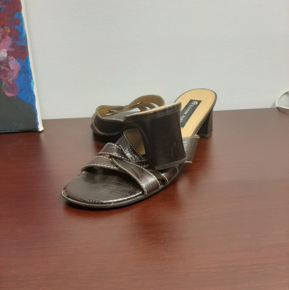 Etienne Aigner EUC Houston Slide Brown Sz 8.5